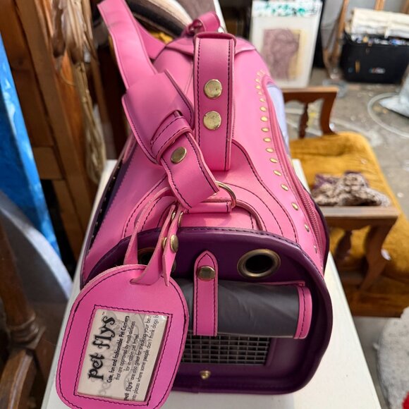 Pet Flys Airline Approved Pet Carrier - Pink/Purple Koi Fish Tattoo Print - Y2K - Picture 11 of 15